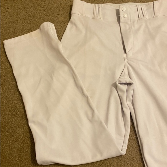 White Men's Baseball Pants with Navy Stripe - Picture 6 of 10